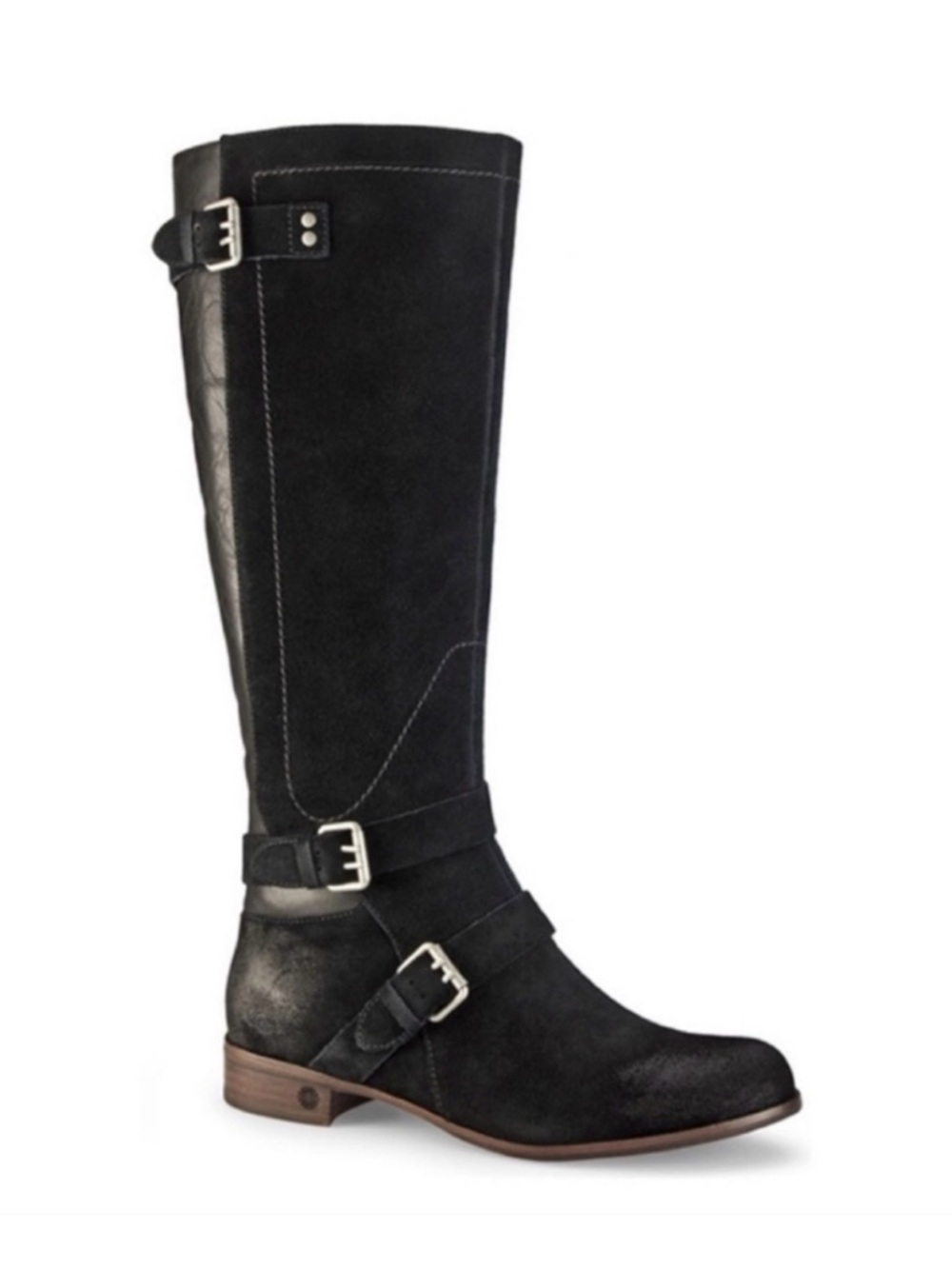 UGG Cyndee Black Leather knee high Riding Boots